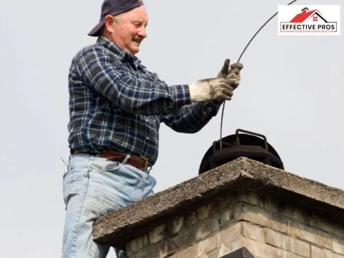 Technician checking a concrete chimney crown