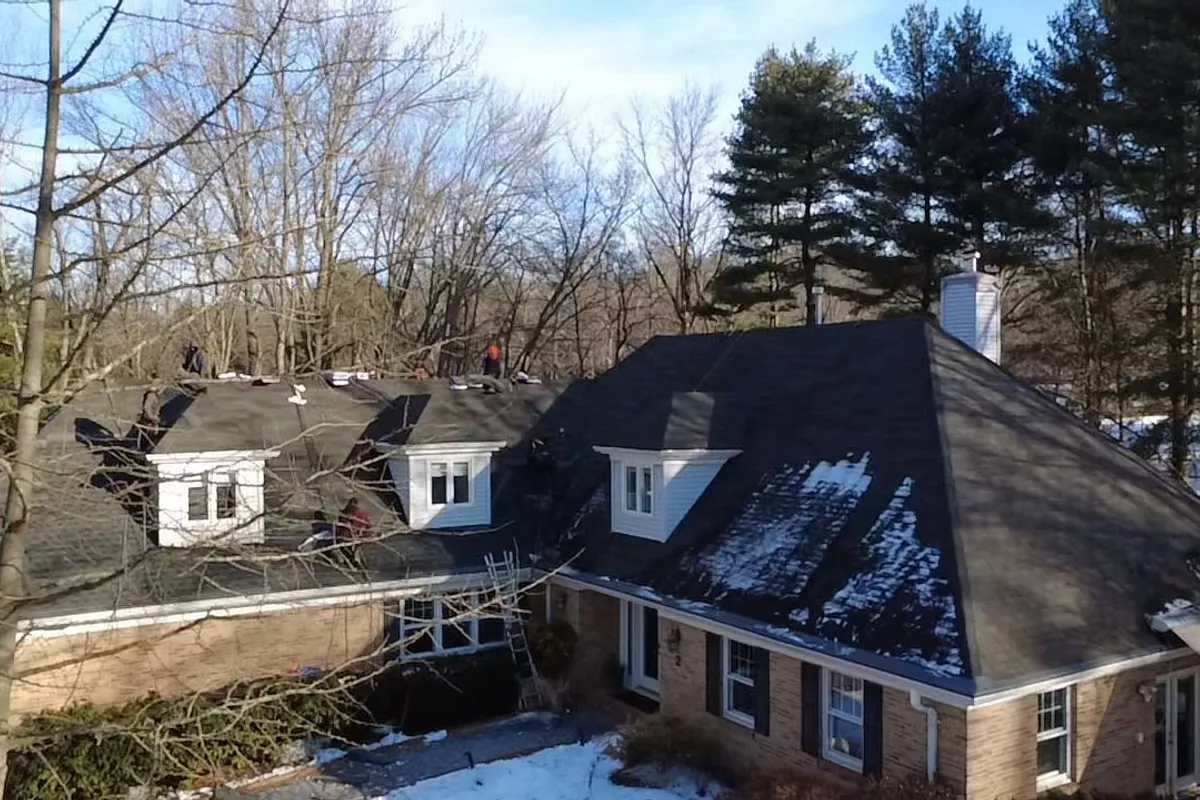 Roof and dormers surrounded by trees at an Effective project