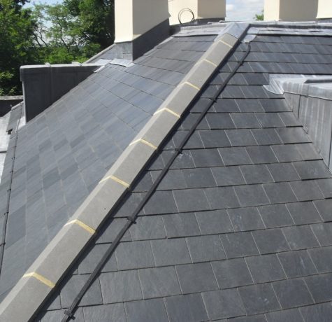 Gutter guard installed on residential gutter system.